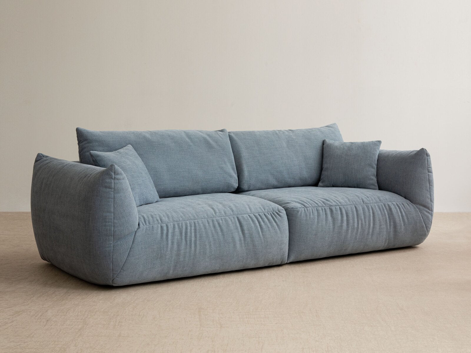 Micadoni Sofa Chris 4-Sitzer Strukturierter Stoff Gedämpftes Blau