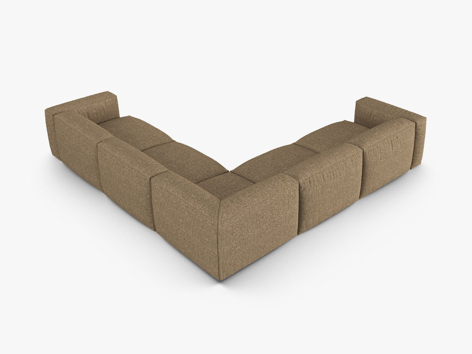Micadoni modulares symmetrisches Ecksofa XL Martina 5-Sitzer 90cm Sitztiefe Boucle Monet Cappuccino