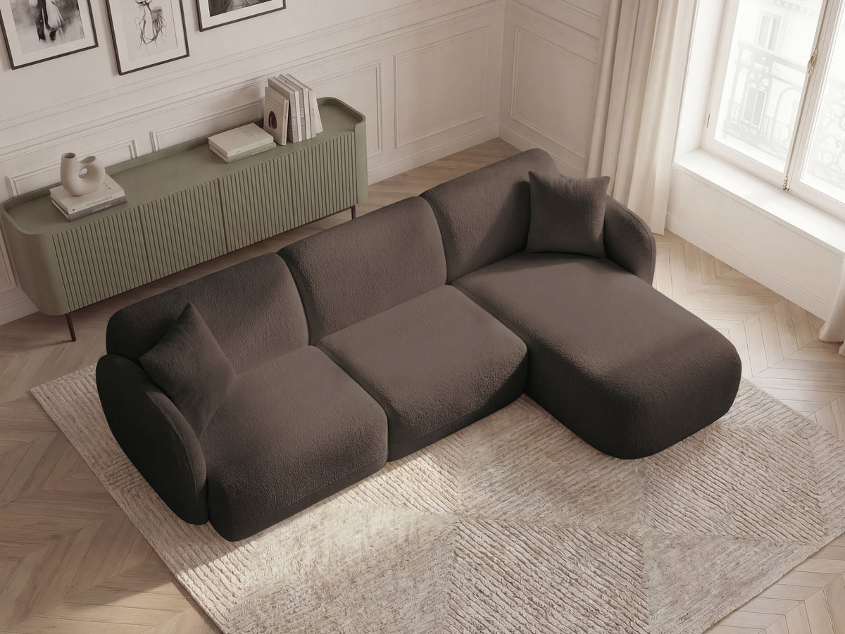 Bobochic Anda Ecksofa 292 × 163 cm Chenille Braun Ecke rechts