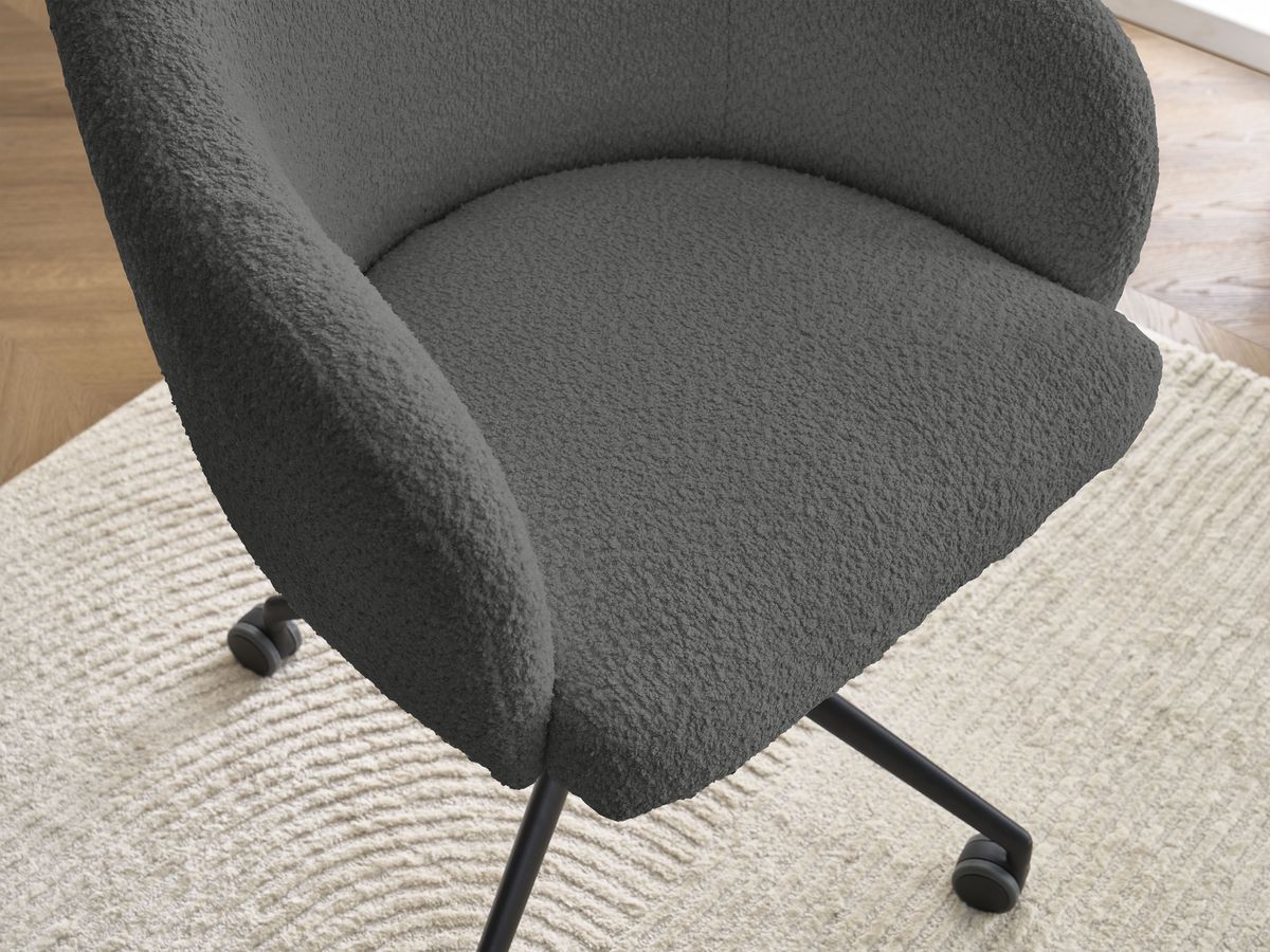 Bobochic Sophie Bürostuhl Bouclé-Stoff Dunkelgrau