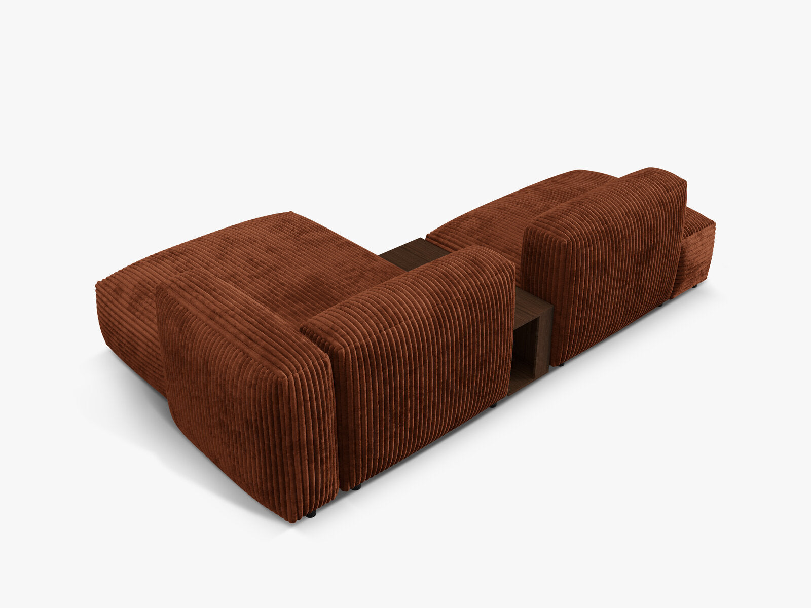Micadoni Ecksofa Martina 2-Sitzer mit Couchtisch Rechts Kord Ziegel
