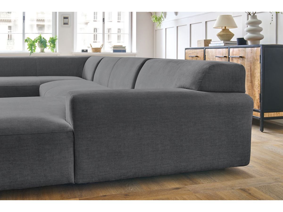 Bobochic Lavena Wohnlandschaft 399 × 220 cm Samt Dunkelgrau Ecke rechts