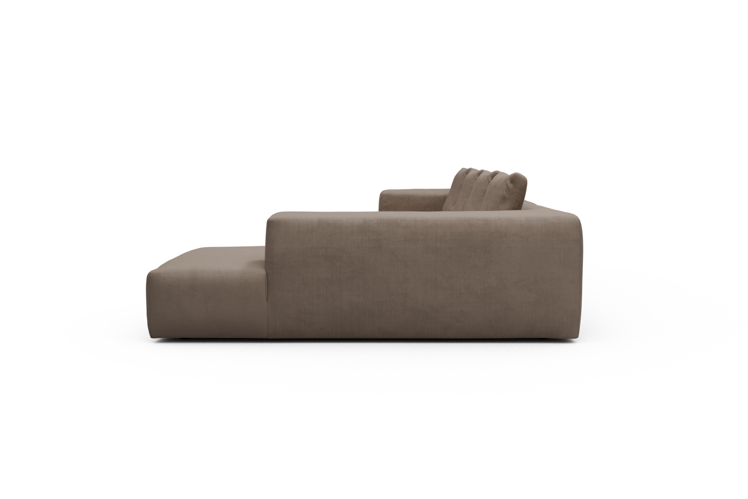Wohnlandschaft Fred Relax-Ecke rechts mit 2-Sitzer und Chaiselongue links Cordufine-Biege