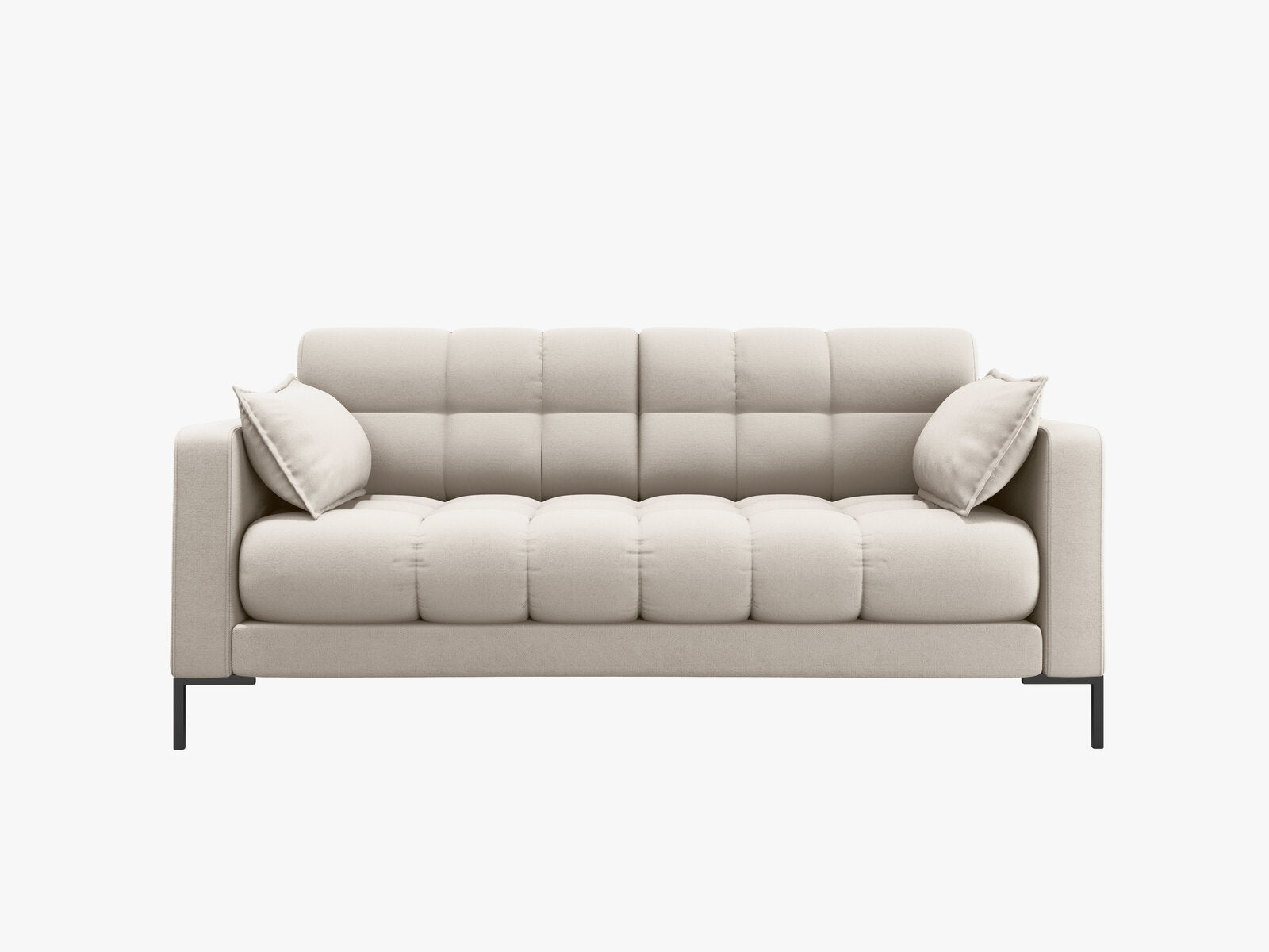 Micadoni Sofa Mamaia 2-Sitzer Strukturierter Stoff Neve Beige schwarze Beine