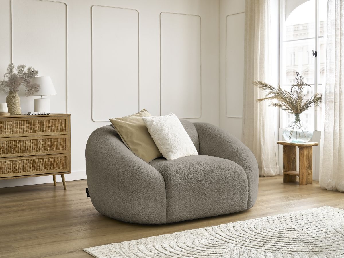 Bobochic Tina Sessel Bouclé-Stoff Taupe