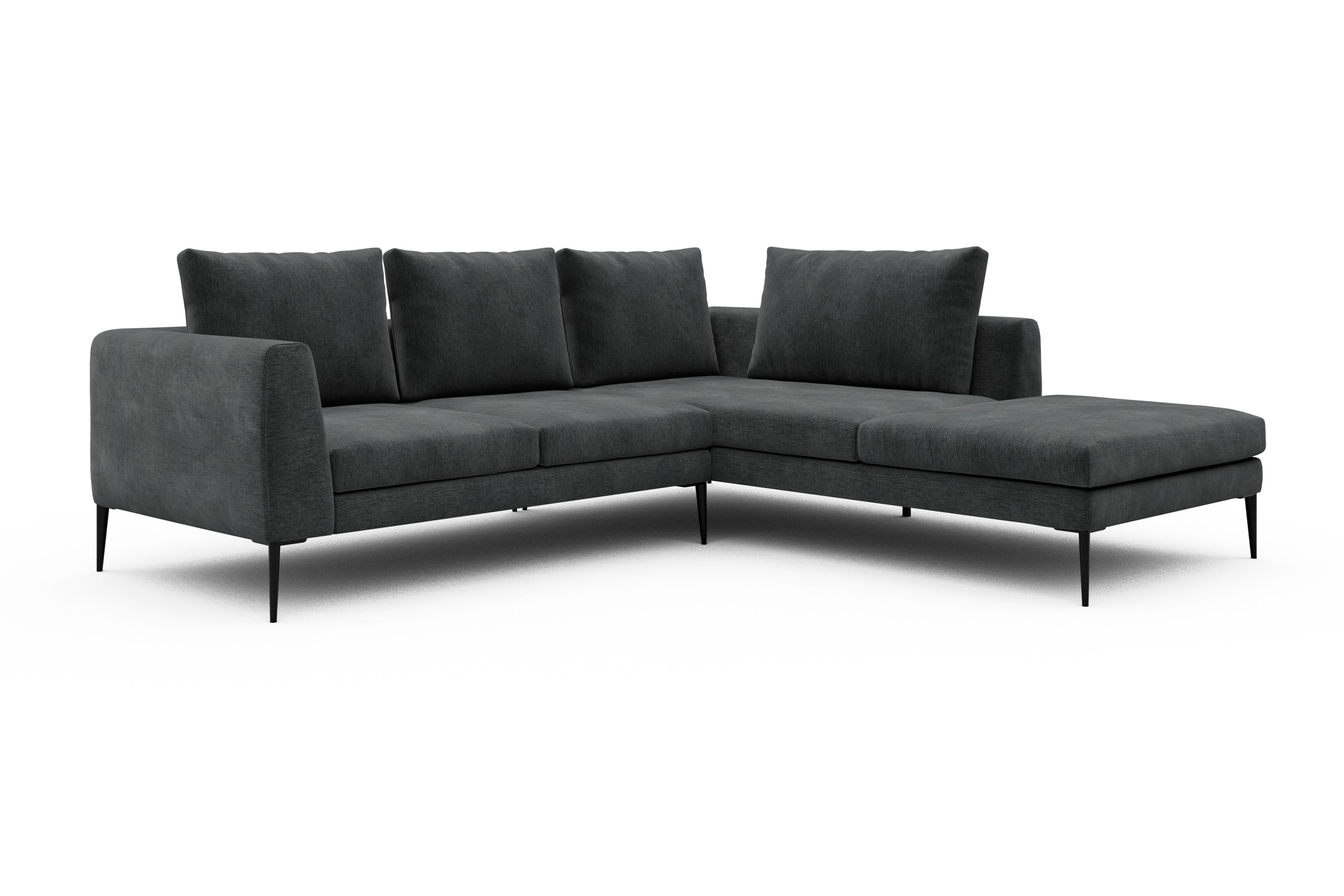Ecksofa Paul Relax-Ecke rechts mit 2-Sitzer Smooth-Deep-Warm-Grey