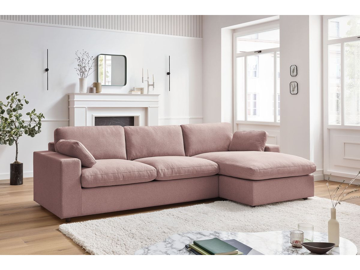 Bobochic Belair Ecksofa 280 × 139 cm Stoff Rosa
