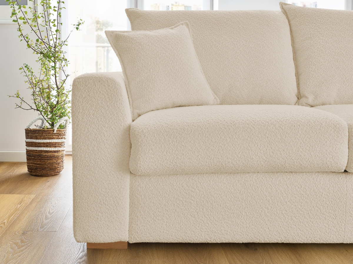Bobochic Augustin Schlafsofa 3-Sitzer Bouclé-Stoff Beige, Liegefläche 140 × 200 cm