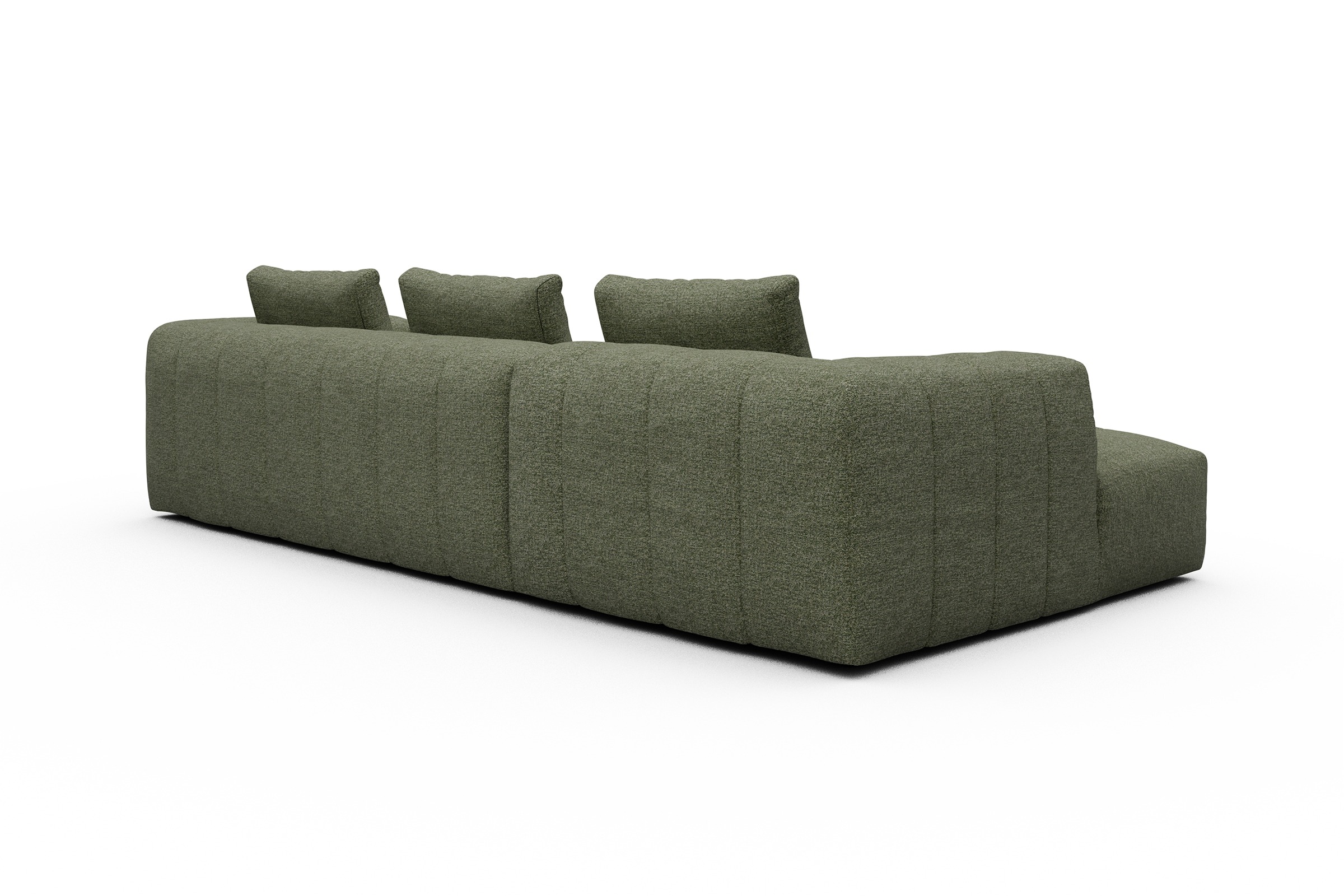 Ecksofa Hugo 2,5-Sitzer Armlehne rechts mit Chaiselongue Carreno-Vivid-Green