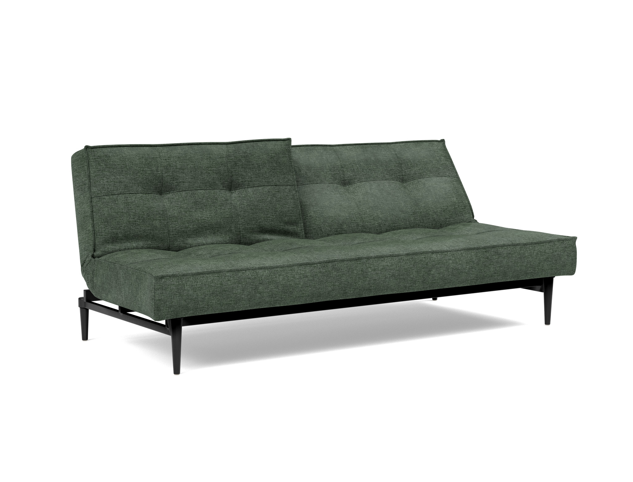 Schlafsofa Splitback Flachgewebe Avella 281-Pine-Green Beine Styletto Eiche schwarz