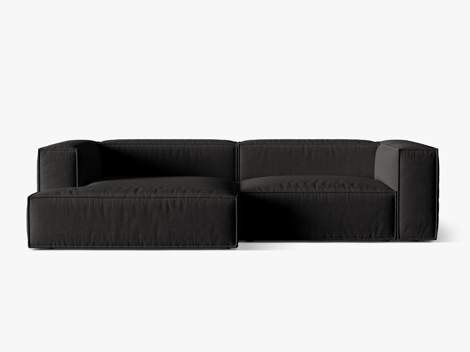 Micadoni Ecksofa Nuria 4-Sitzer Links Strukturierter Stoff Schwarz