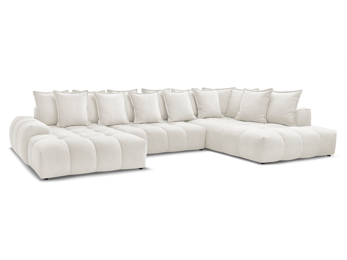 Bobochic Everest Wohnlandschaft, 14 Kissen Strukturstoff Weiß Ecke links