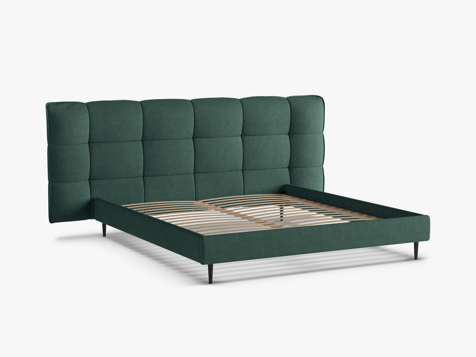 Micadoni Stauraumbett mit Kopfteil Eric with legs Boucle Sicuro Grün 180x200