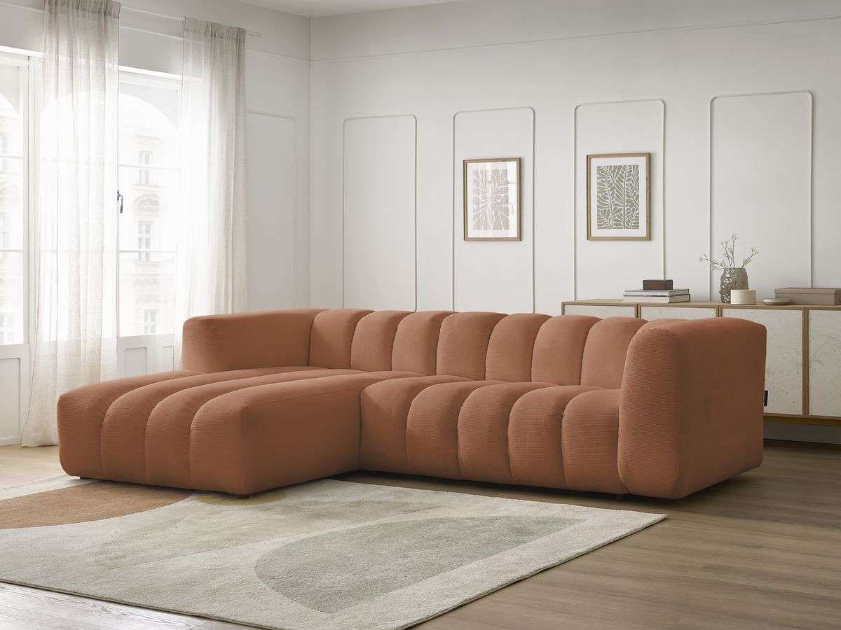 Bobochic Talia Ecksofa Melange-Stoff Orange Ecke links