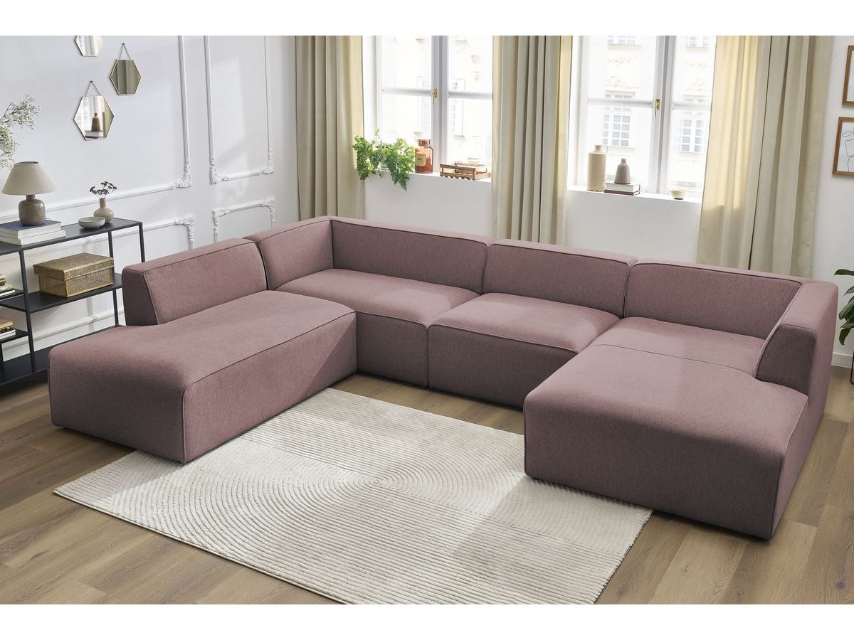 Bobochic Megeve Wohnlandschaft Melange-Stoff Rosa Ecke rechts