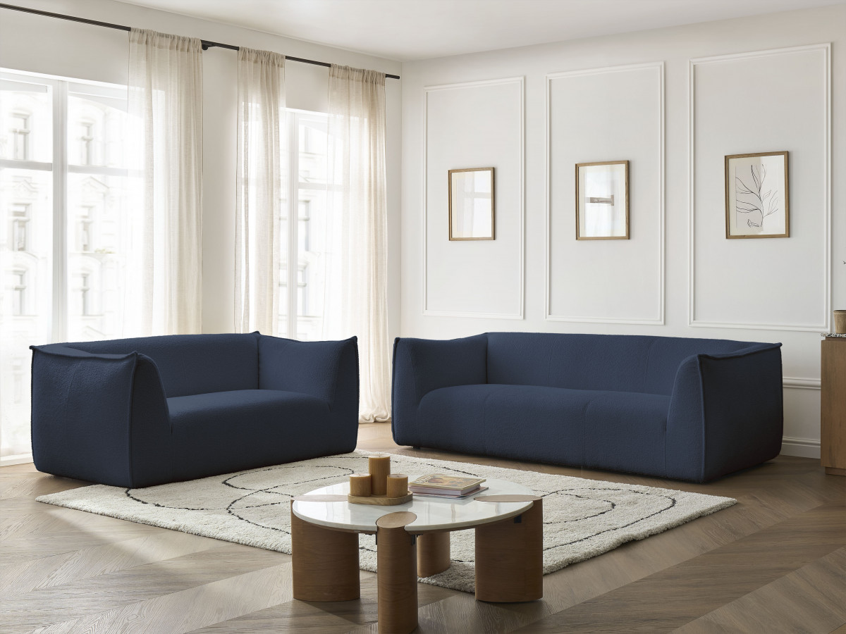 Bobochic Giorgia Sofa 5-Sitzer 412 × 100 cm Bouclé-Stoff Dunkelblau