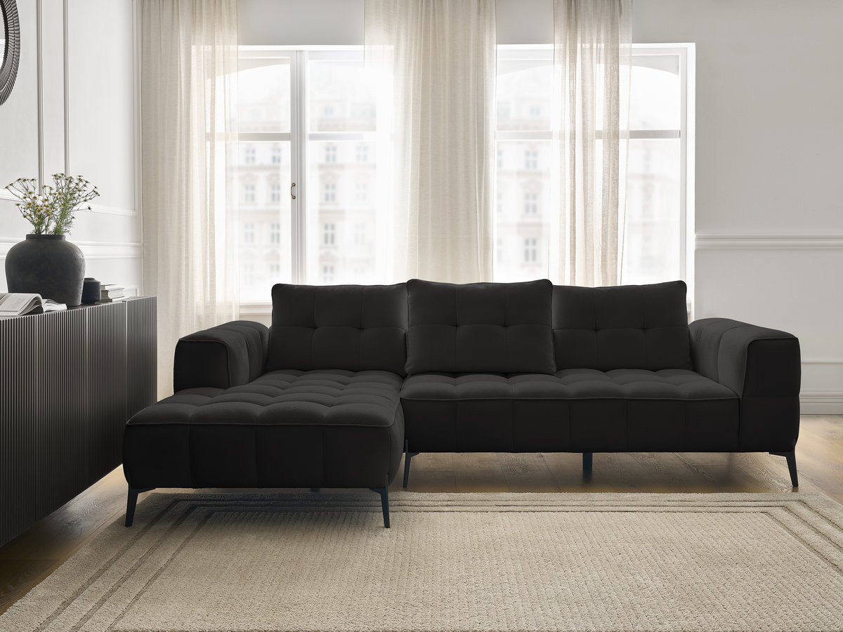 Bobochic Anis Ecksofa Strukturstoff Schwarz Ecke links