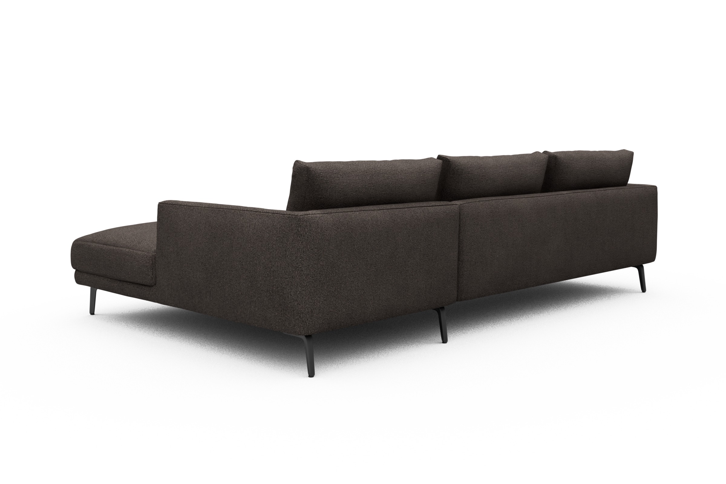 Ecksofa Karl Chaiselongue rechts mit 2,5-Sitzer Boucle-Taupe