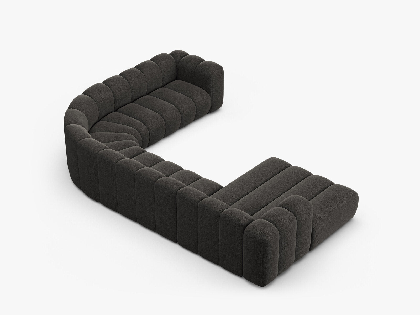 Micadoni Modulares Panorama Ecksofa Lupine 6-Sitzer Rechts Chenille Eden Dunkelgrau