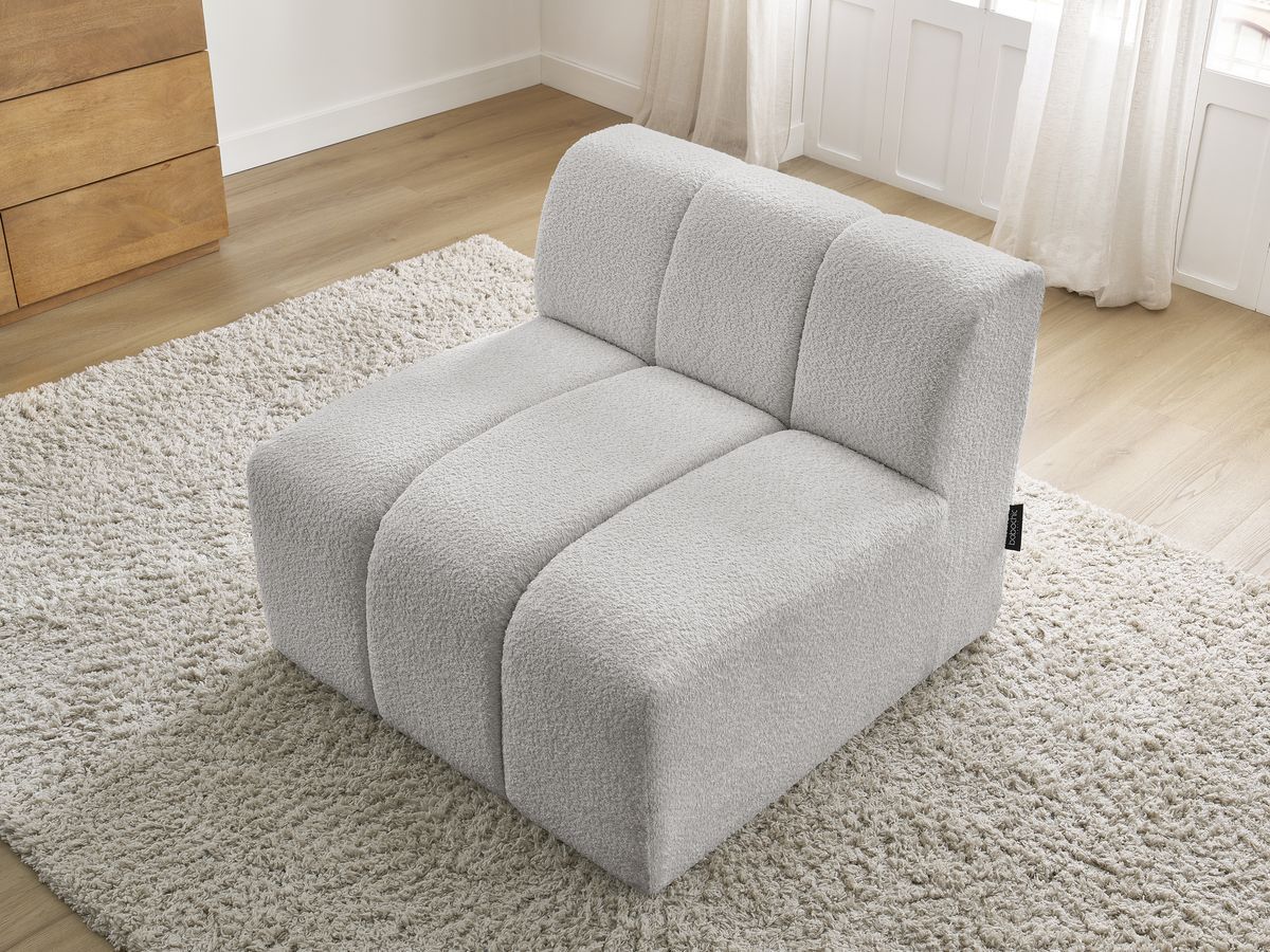 Bobochic Annecy Sofamodul 1-Sitzer Bouclé-Stoff Hellgrau