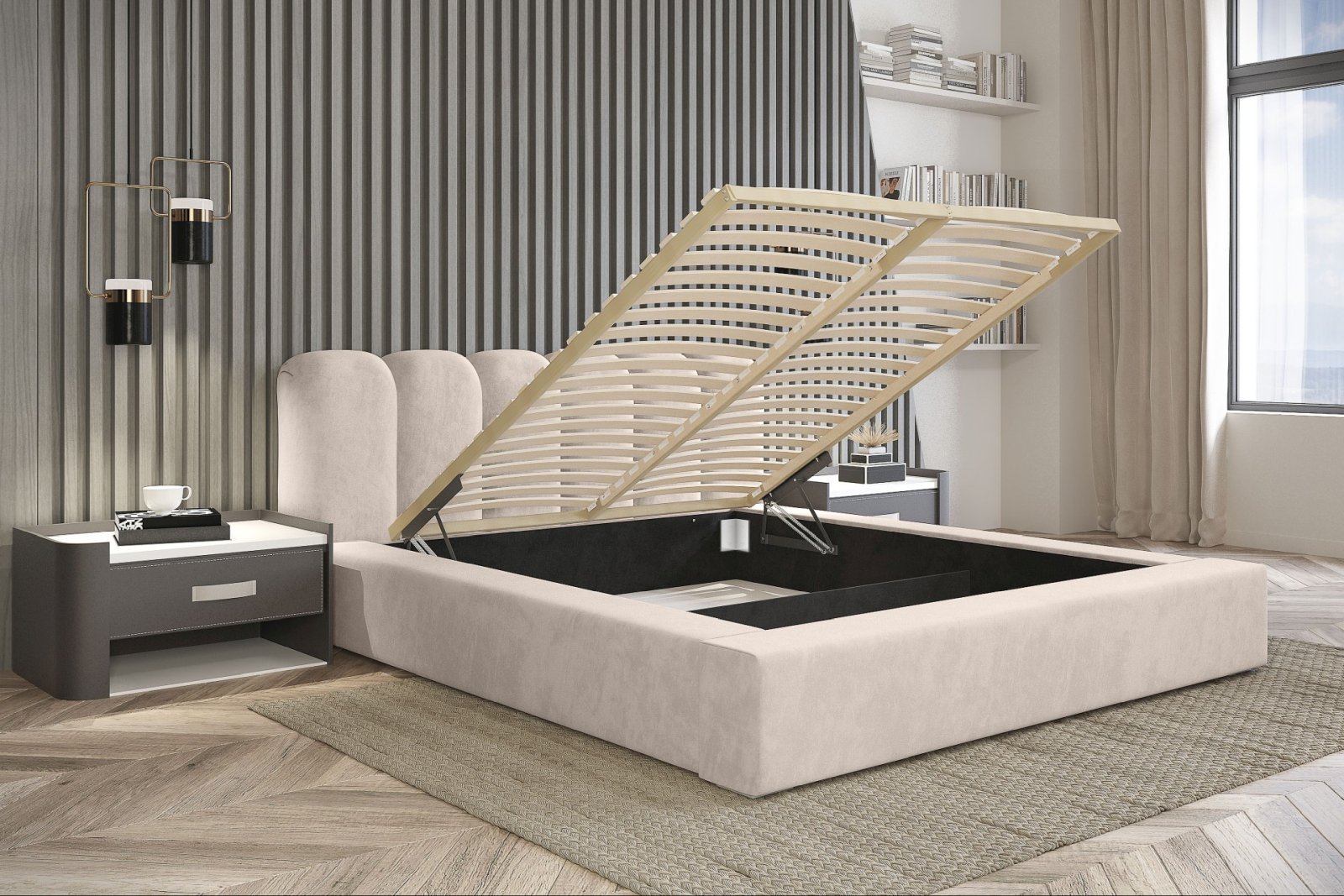 Polsterbett Tavio-New Chenille 160x200 mit Holzrahmen Ditra-New 20