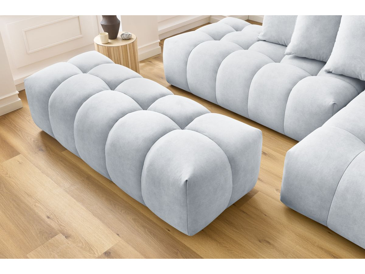 Bobochic Mont-blanc Ecksofa mit Pouf Samt Hellgrau Ecke rechts
