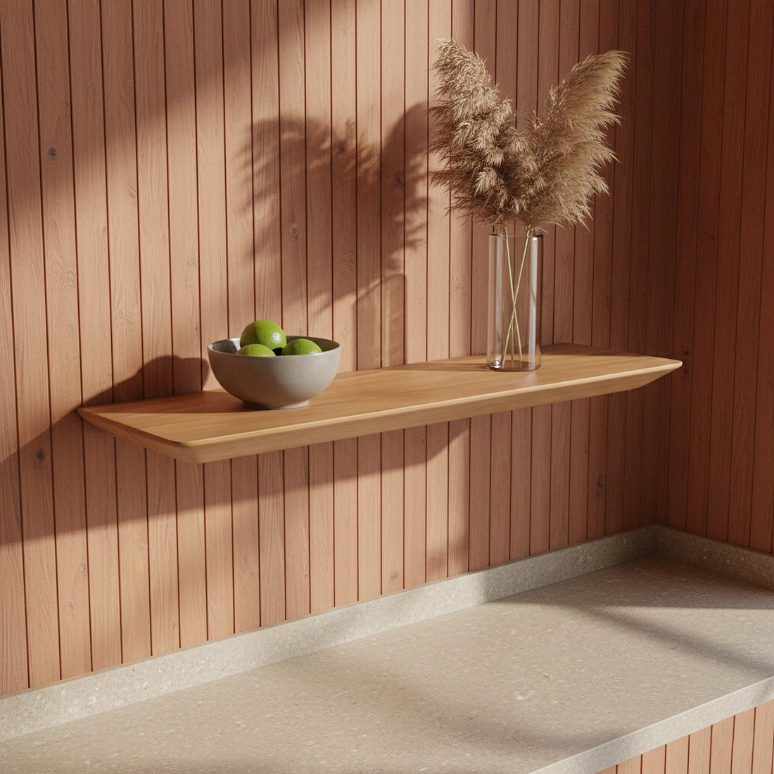 Raw Materials Craftsman Teakholz-Wandregal 60cm