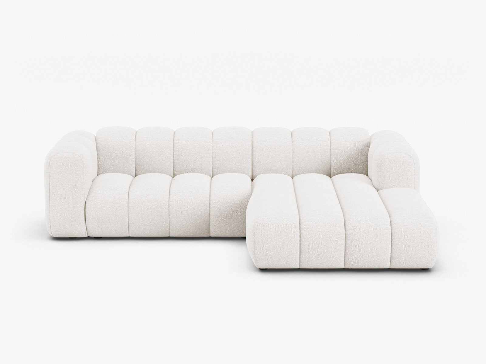 Micadoni Modulares Ecksofa Lupine 4-Sitzer mittelgroß Rechts Boucle Baloo Weiß