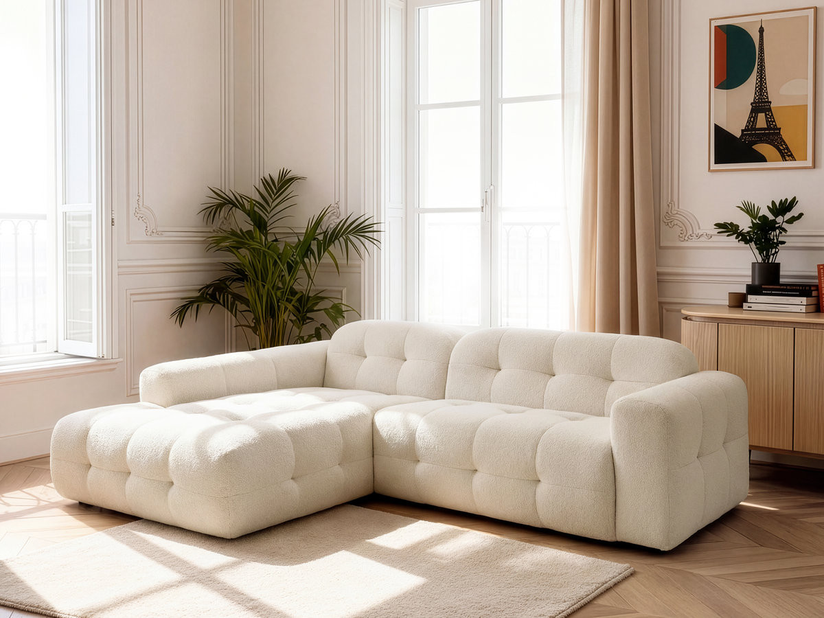 Bobochic Laura Ecksofa Melange-Stoff Beige Ecke links
