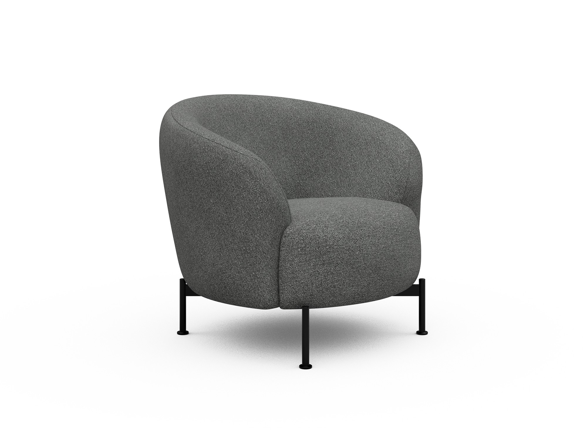 Sessel Ronda X-Metallgestell Schwarz Boucle Skandi 533-Ash-Grey