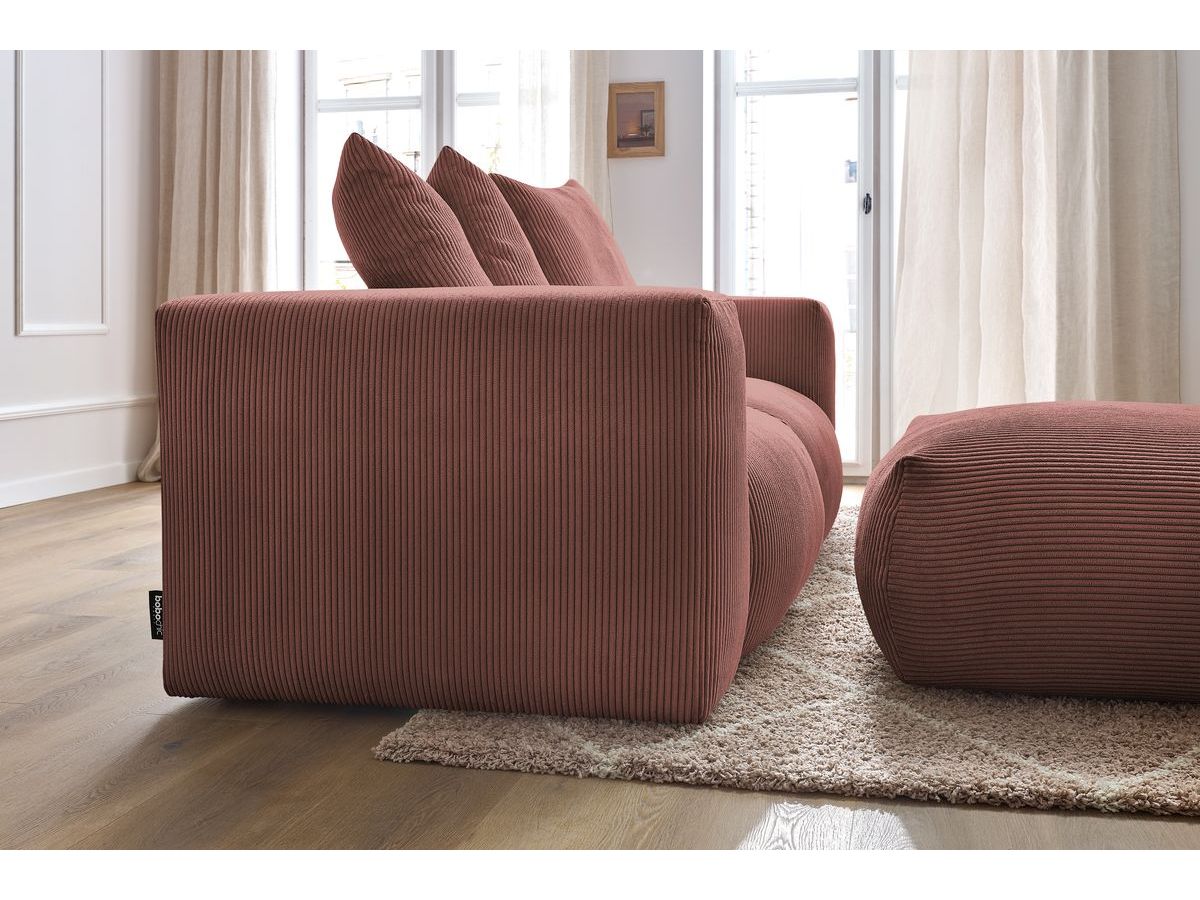 Bobochic Voltaire Sofa 4-Sitzer mit Pouf 248 × 100 cm Cordsamt Rosa