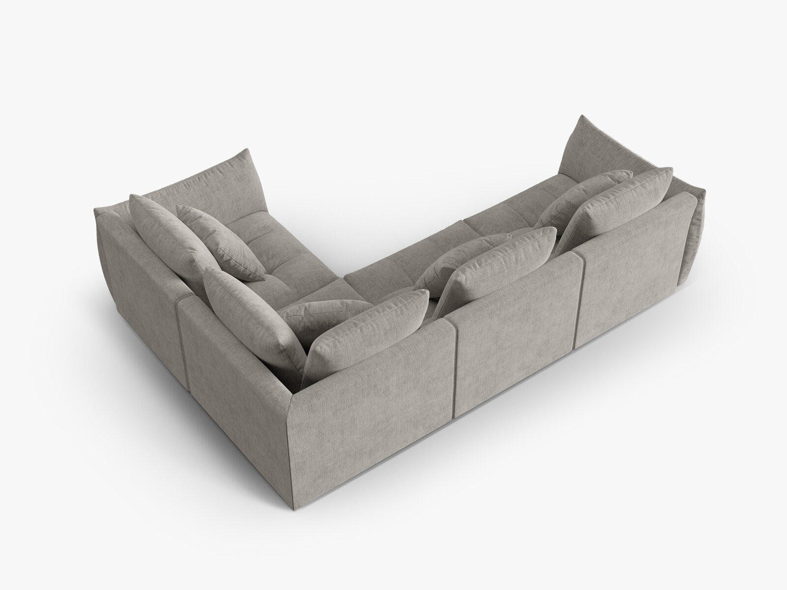 Micadoni Ecksofa Bloom 4-Sitzer Strukturierter Stoff Wind Hellgrau Rechts