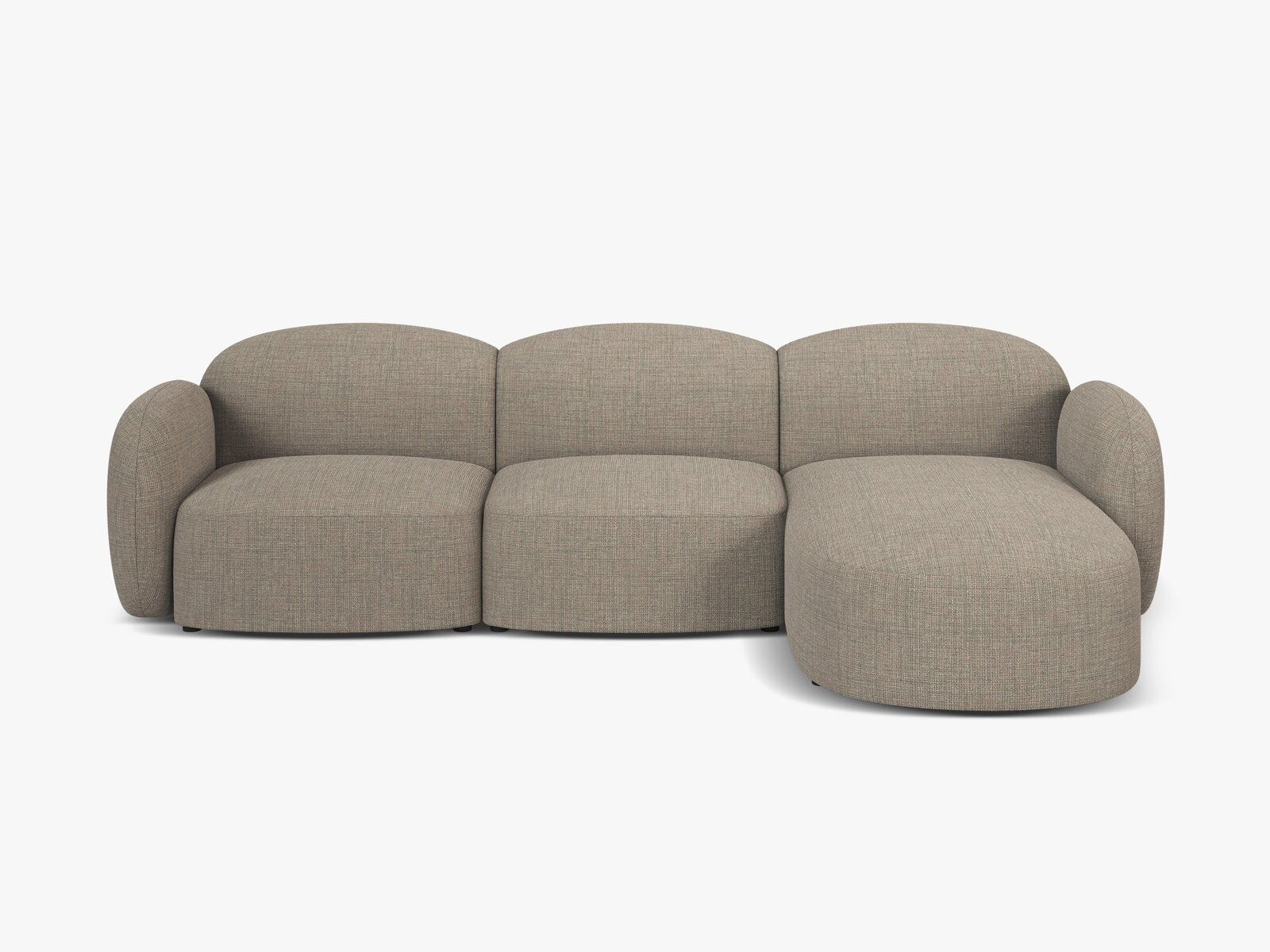 Micadoni Ecksofa Blair 4-Sitzer Rechts Strukturierter Stoff Baltimore Grau Braun Melange