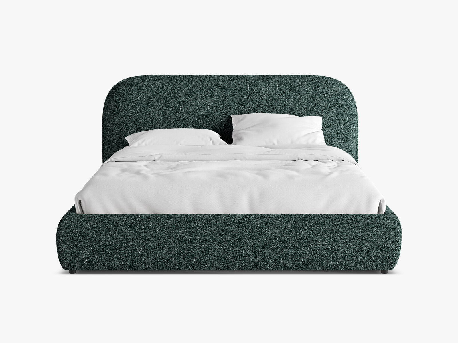 Micadoni Murada Bett mit Bettkasten und Kopfteil Chenille Tracy Grün Melange 140x200