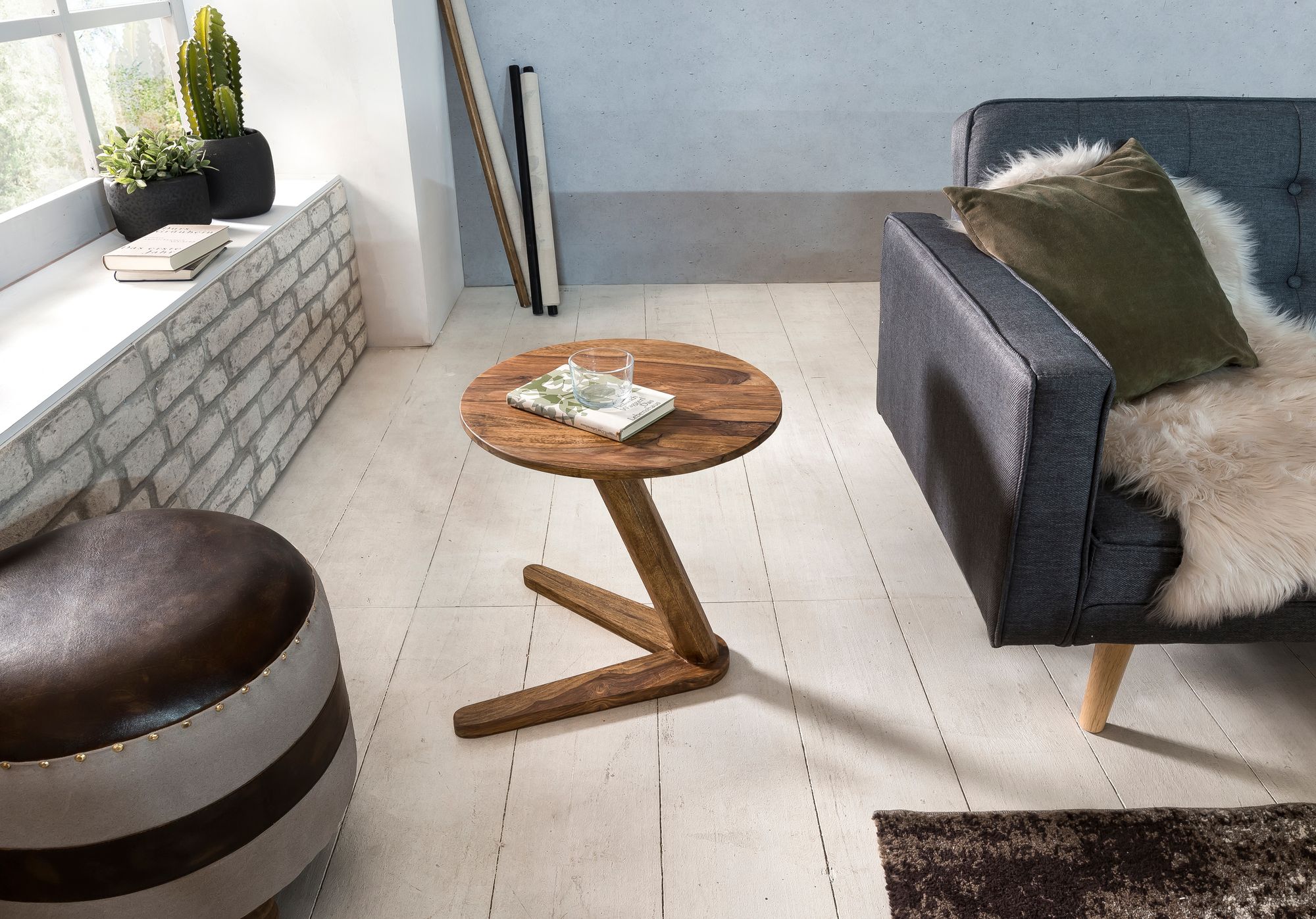 Beistelltisch Andenes Sheesham Massivholz Ø 45 cm