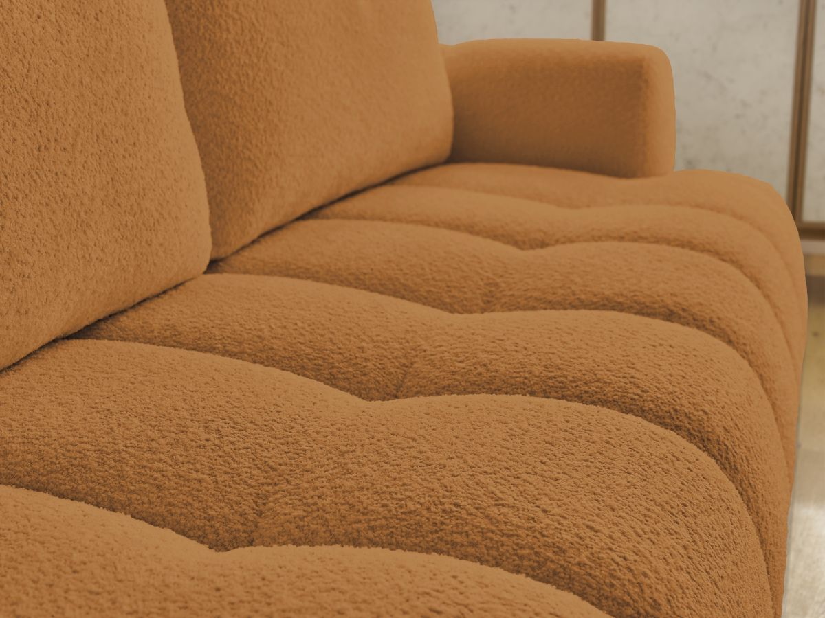 Bobochic Fuji Schlafsofa 3-Sitzer mit Bettkasten Bouclé-Stoff Gelb