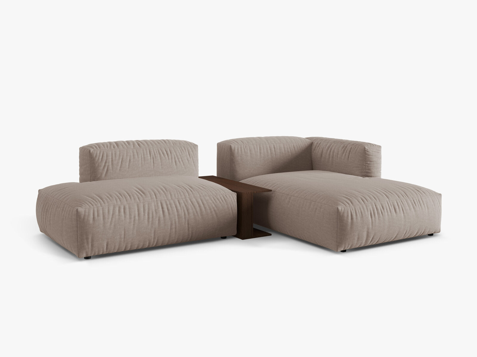 Micadoni Ecksofa Martina 2-Sitzer mit Couchtisch Rechts Strukturierter Stoff Dunkelbeige