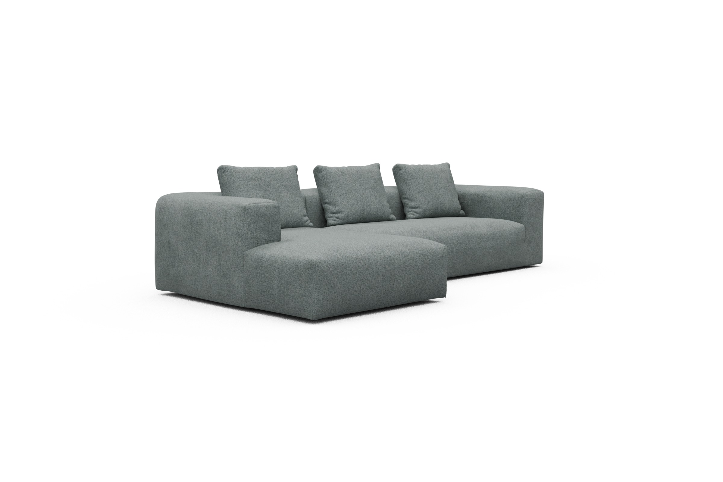 Ecksofa Fred Chaiselongue links mit 2,5-Sitzer Casone-Light-Mixed-Green