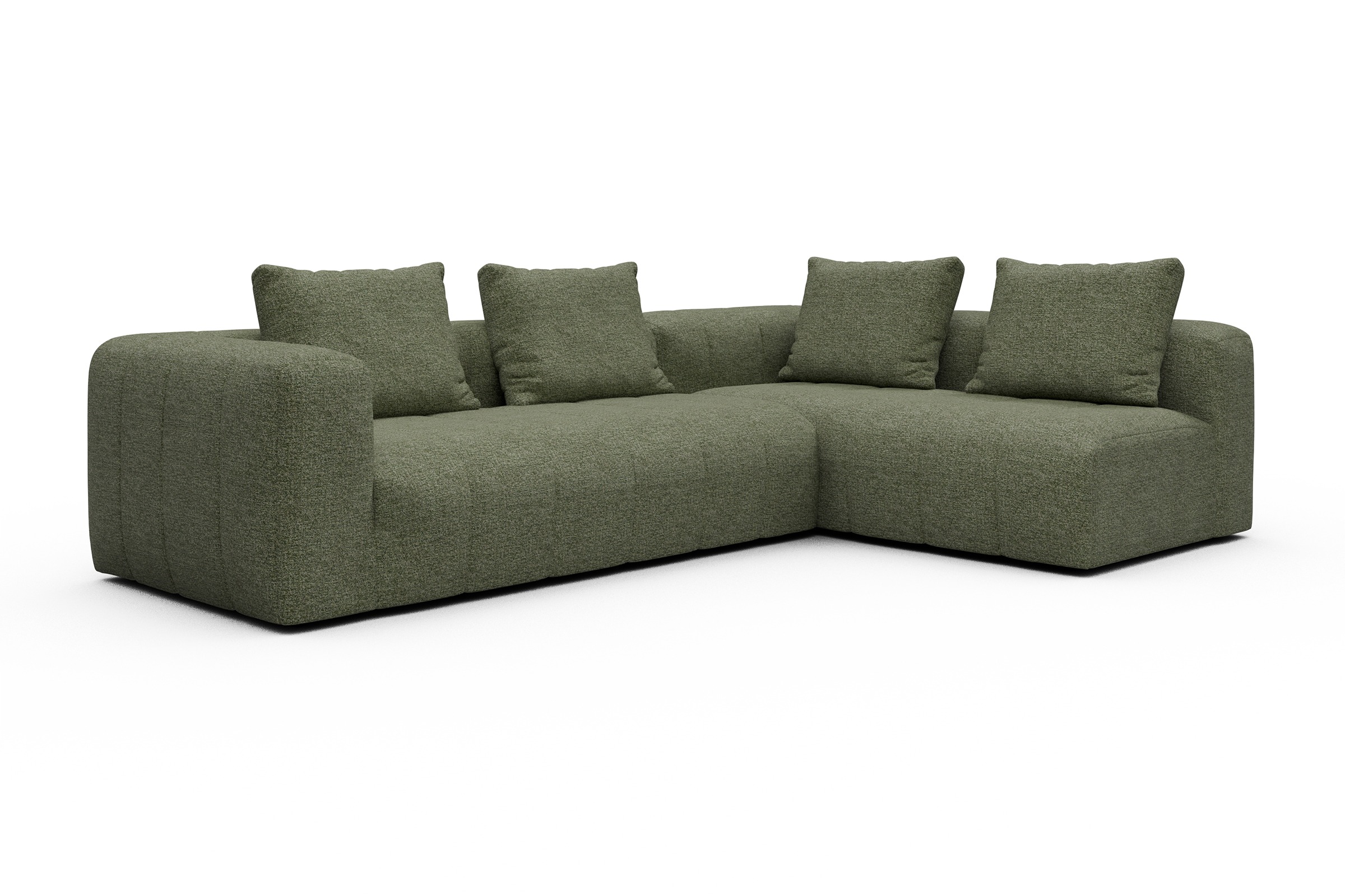 Ecksofa Hugo 2x 2,5-Sitzer Armlehne links Carreno-Vivid-Green