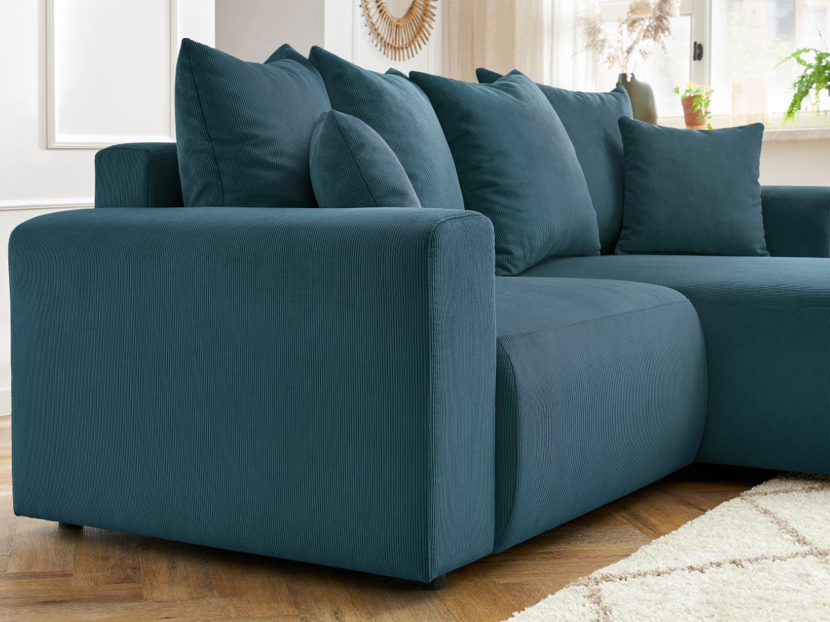Bobochic Enjoy Ecksofa Cordsamt Dunkelblau Ecke rechts