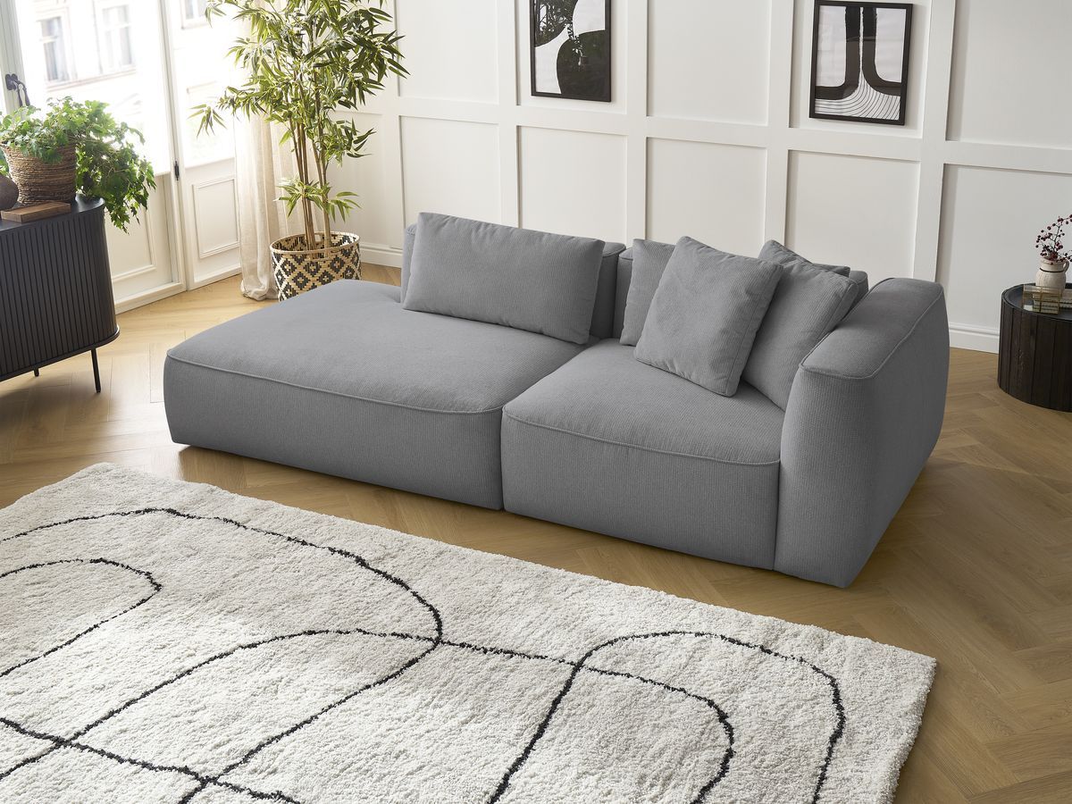 Bobochic Leopold Sofa 3-Sitzer Melange-Stoff Hellgrau Armlehne rechts