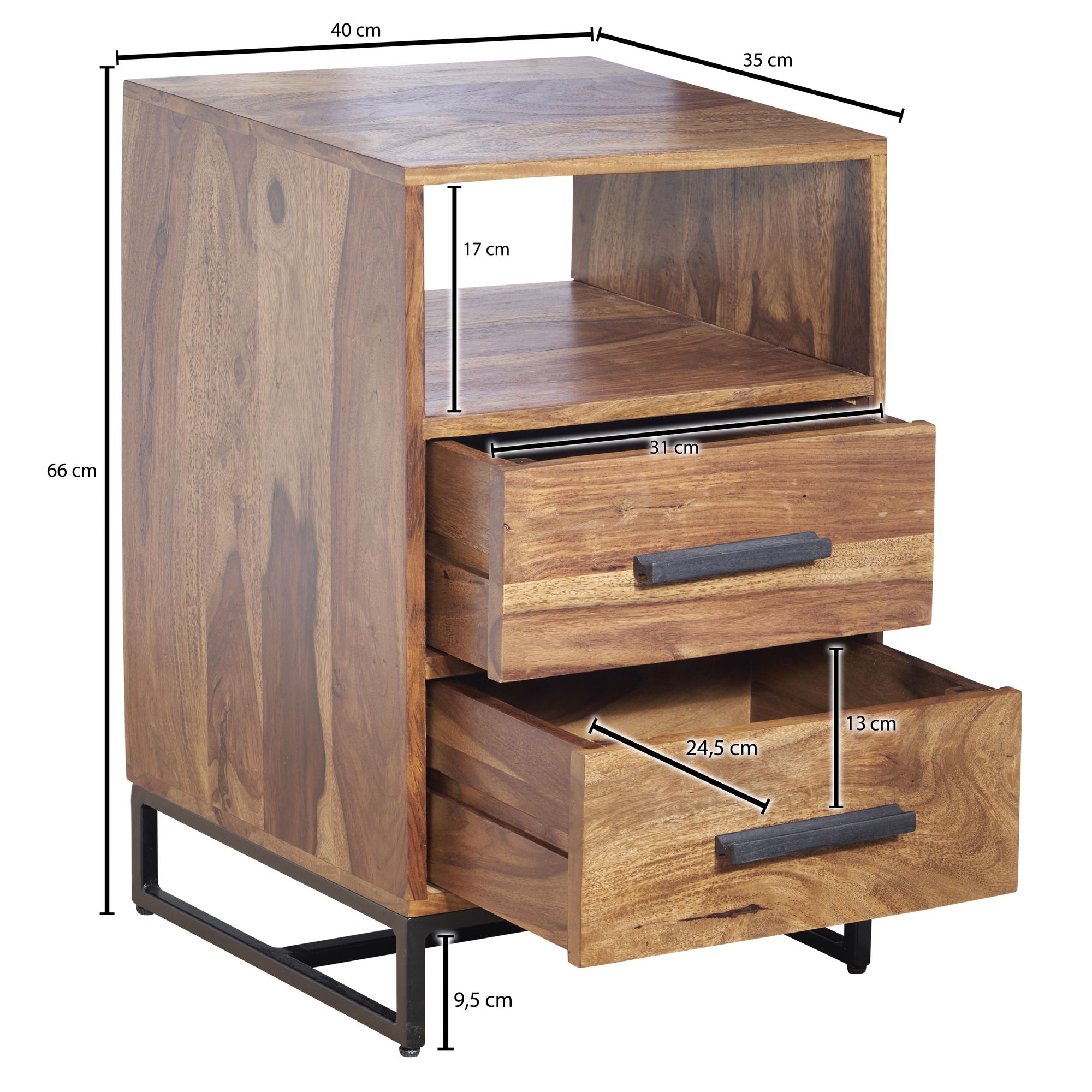 Nachttisch Aurskog Massivholz Dunkelbraun 40 × 35 × 66 cm