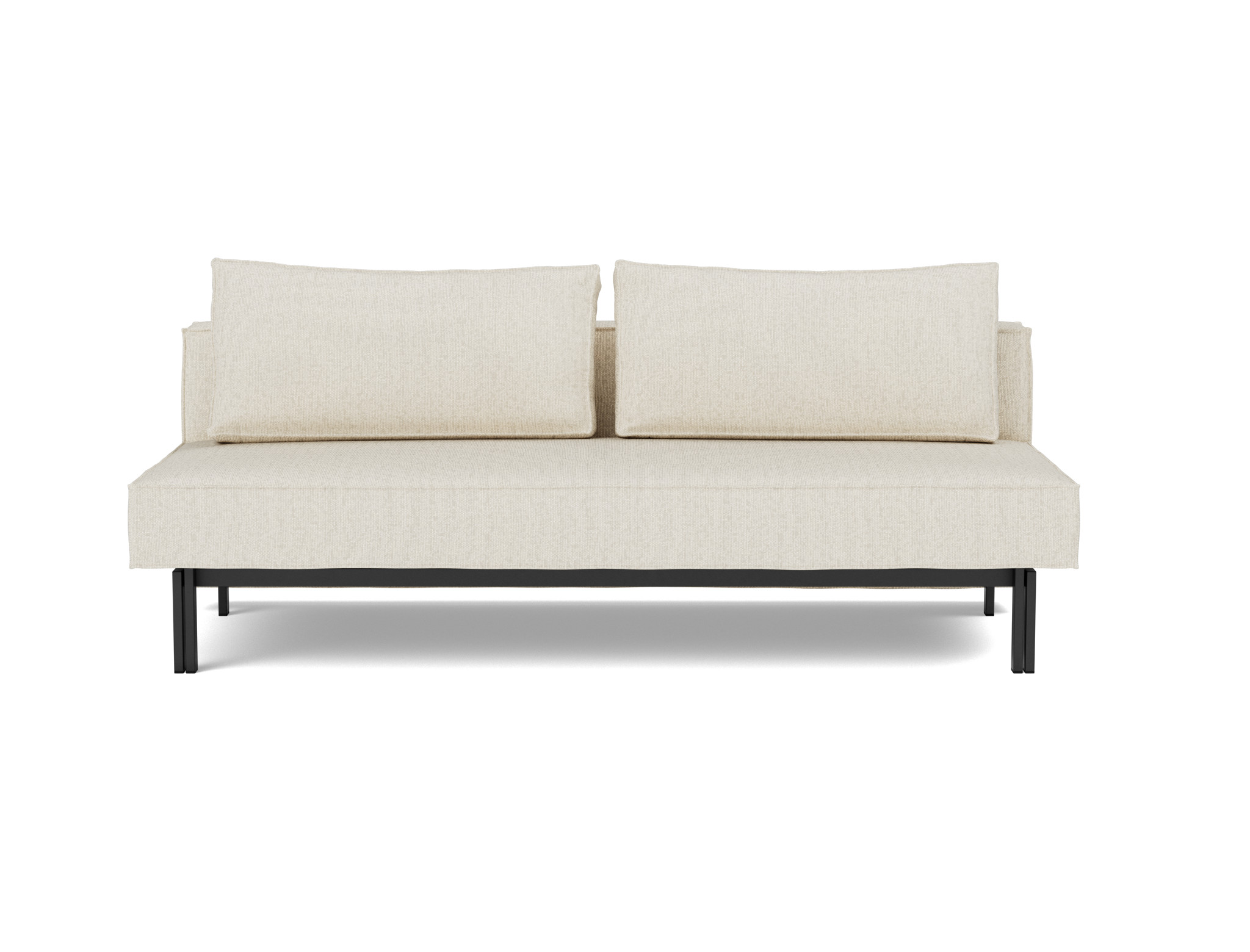 Schlafsofa Sly Boucle Skandi 531-Off-White Beine Schwarzes Metall
