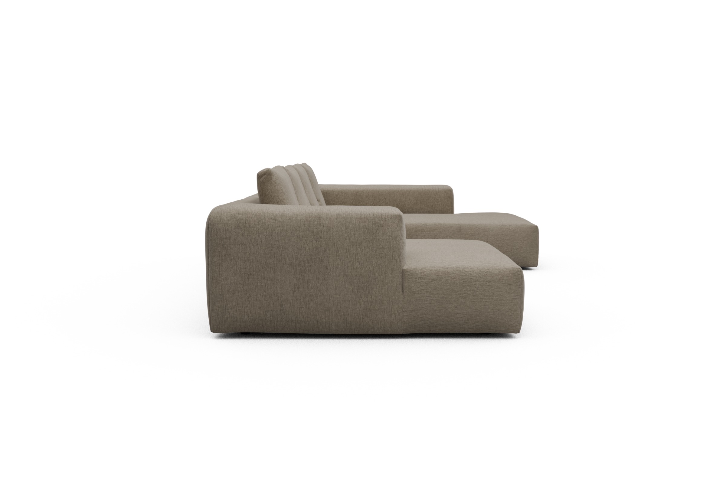 Wohnlandschaft Fred Relax-Ecke rechts mit 2-Sitzer und Chaiselongue links Samt Smooth 810-Beige