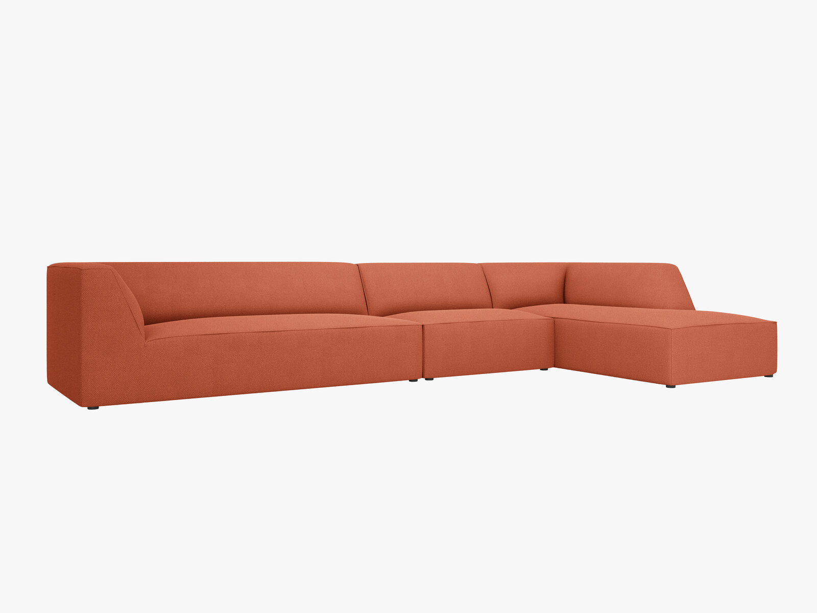 Micadoni Ecksofa Ruby 5-Sitzer Rechts Strukturierter Stoff Koralle