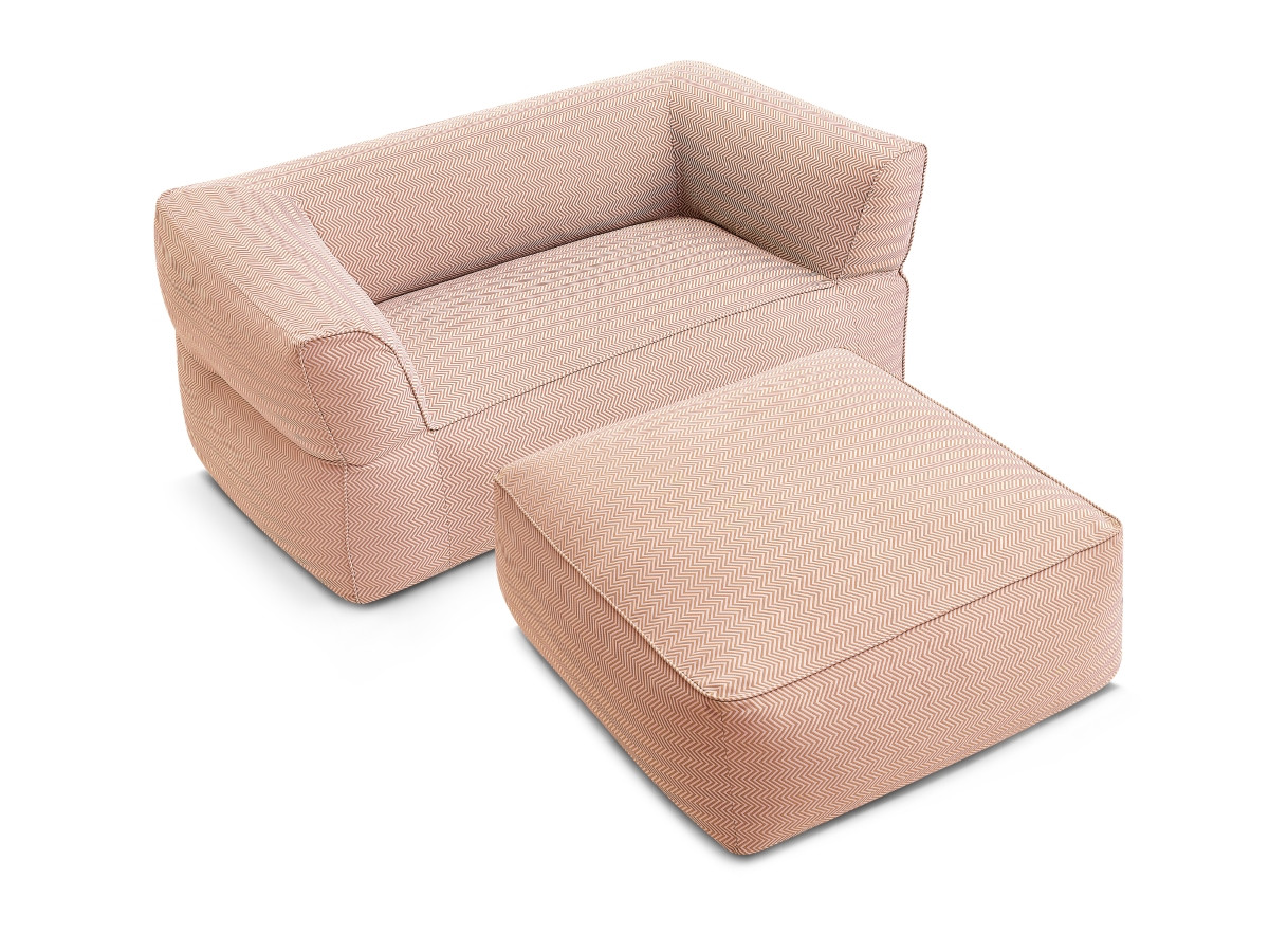 Bobochic Nour Gartensofa 3-Sitzer mit Pouf Stoff Orange