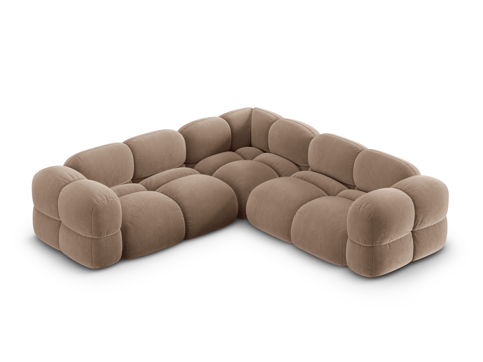 Cosmopolitan Design Symmetrisches Ecksofa Loretto 4-Sitzer Samt Vogue Dunkelbeige