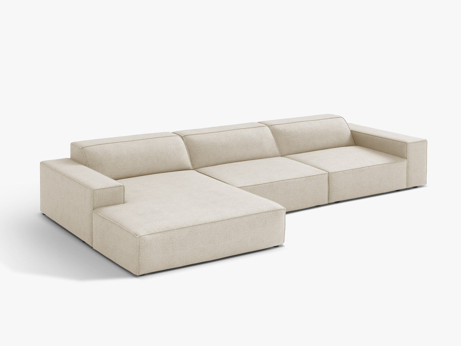 Micadoni Ecksofa Jodie 4-Sitzer Links Boucle Baloo Beige
