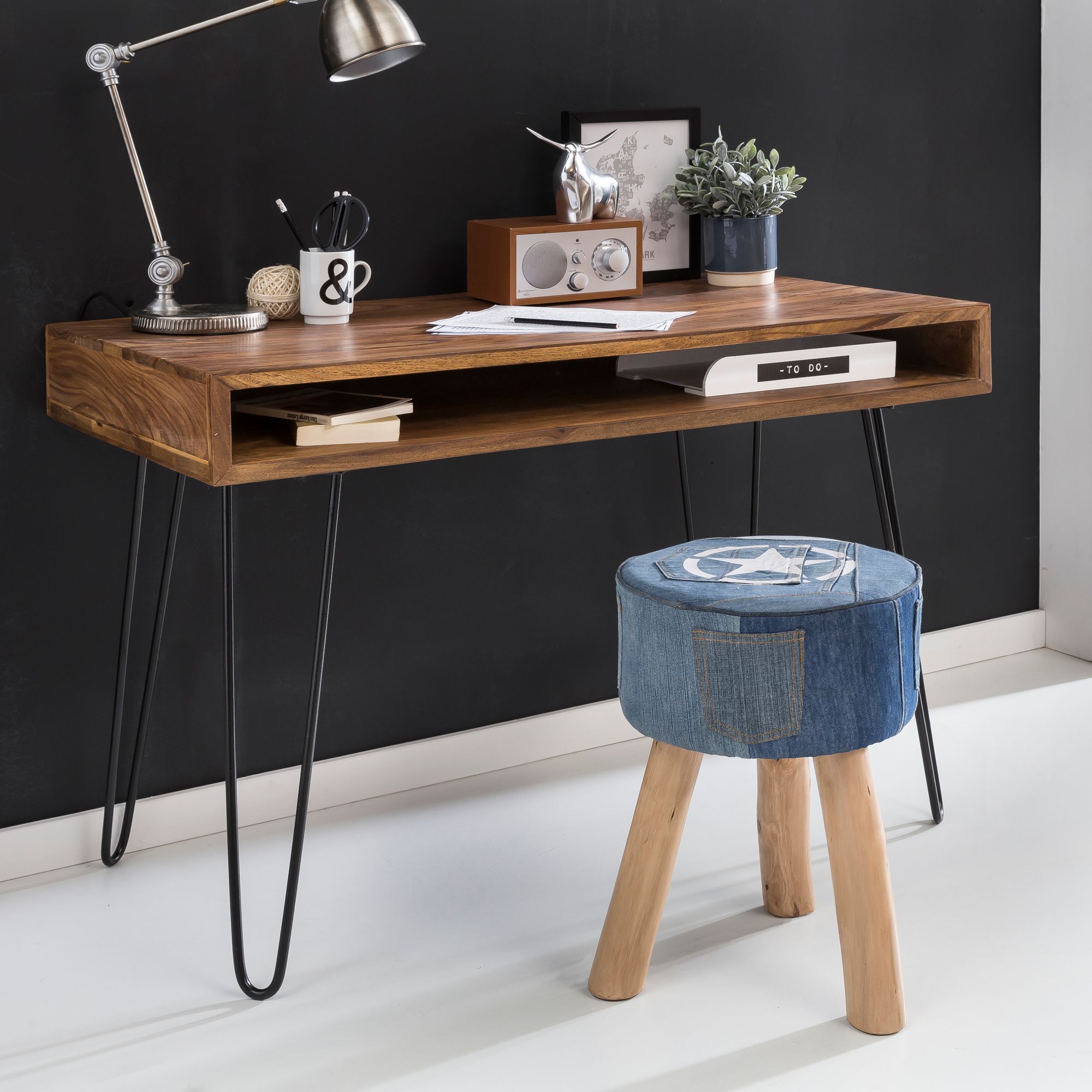 Schreibtisch Agdenes Sheesham Massivholz 110 × 60 × 76 cm