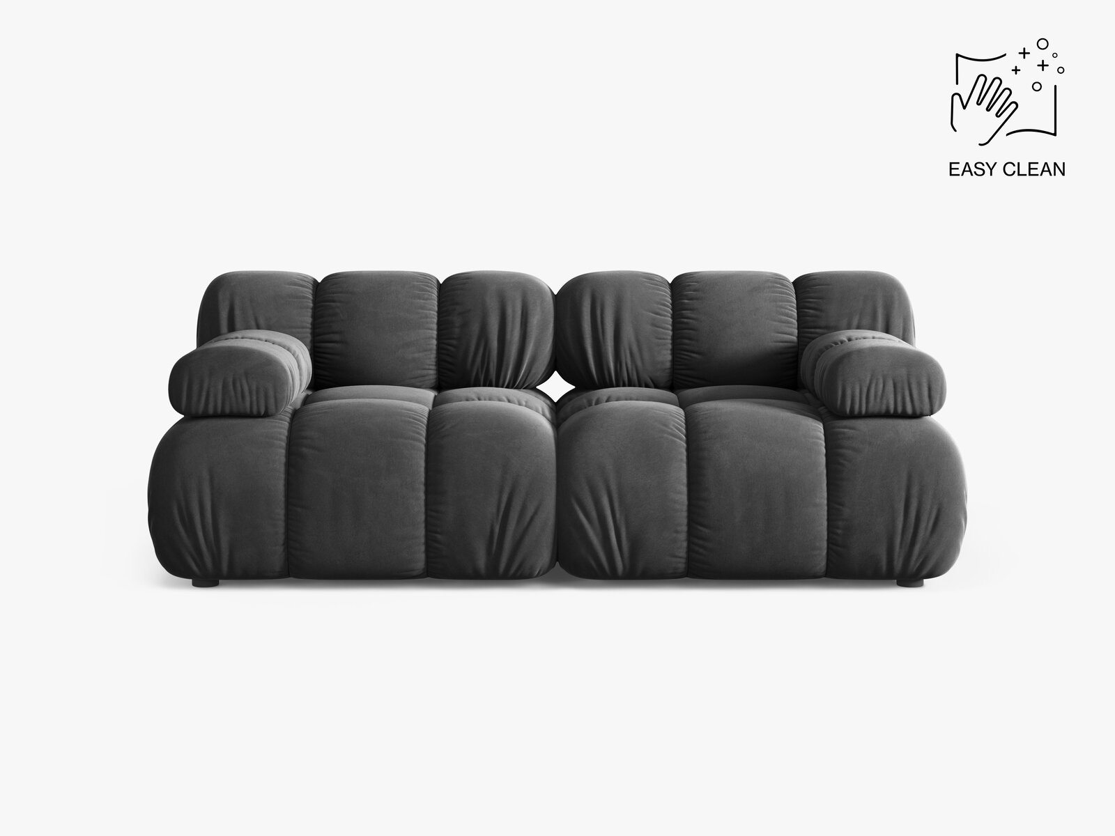 Micadoni Modulares Sofa Bellis 2-Sitzer Samt Venus Grau